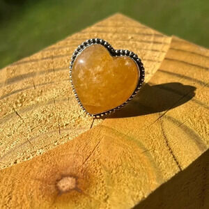 Natural Crystal Heart Ring Handmade jewelry vintage ring size 8.5 gemstone new